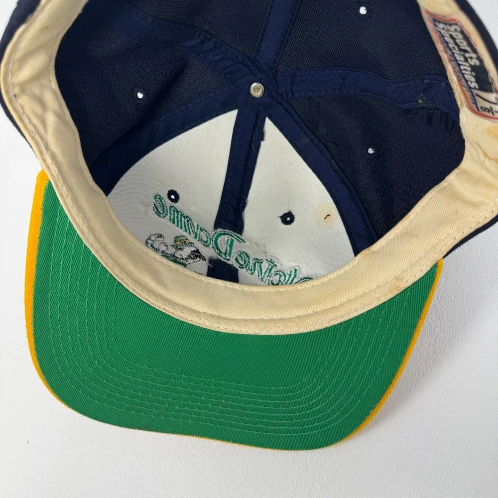 Vintage Sports Specialties Notre Dame Fighting Irish Hat Fitted‎ 7 1/8 Navy Gold